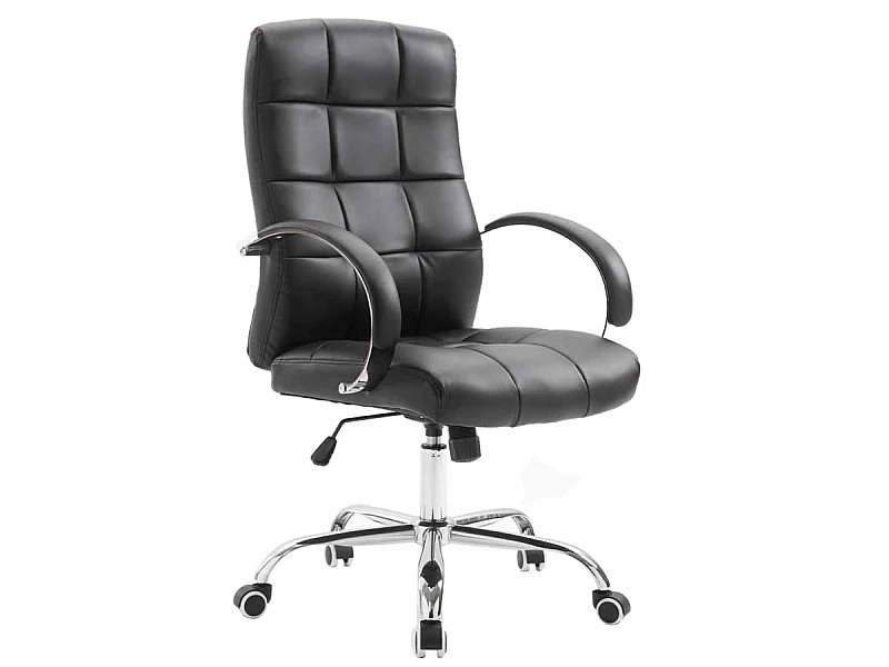 Chaise de bureau - Similicuir & Métal chromé - Noir - Mikos