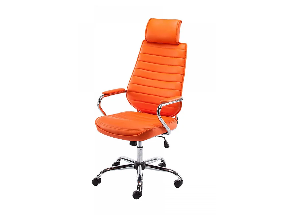 Chaise de bureau - Similicuir & Métal chromé - Orange - Rako