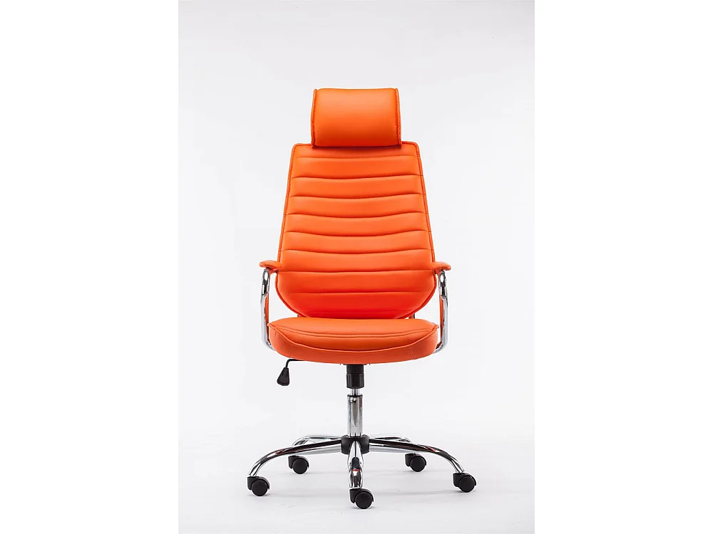Chaise de bureau - Similicuir & Métal chromé - Orange - Rako