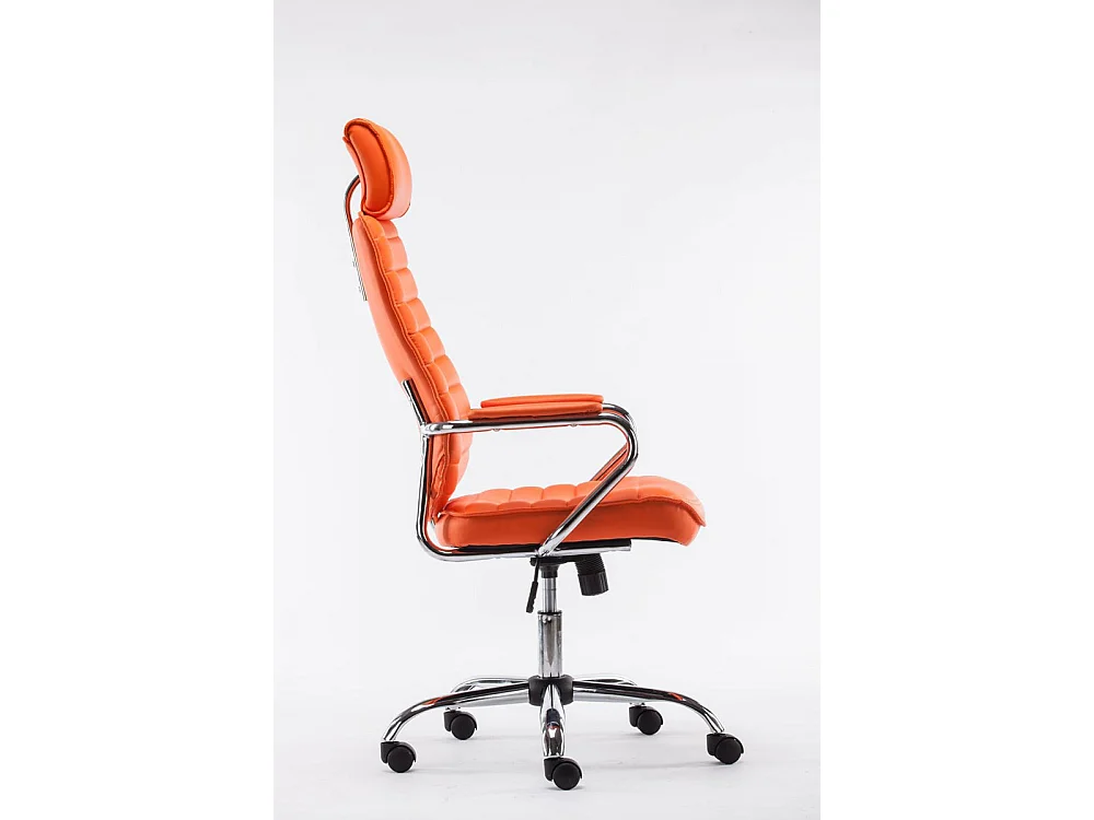 Chaise de bureau - Similicuir & Métal chromé - Orange - Rako