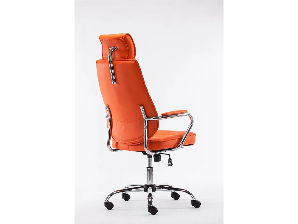 Chaise de bureau - Similicuir & Métal chromé - Orange - Rako