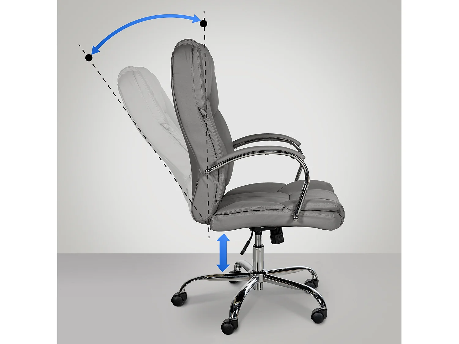 Chaise de bureau - Similicuir & Acier inoxydable - Gris - XXL Xanthos