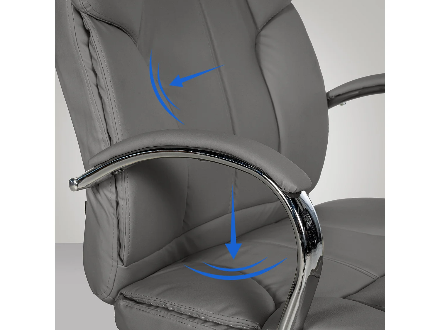 Chaise de bureau - Similicuir & Acier inoxydable - Gris - XXL Xanthos