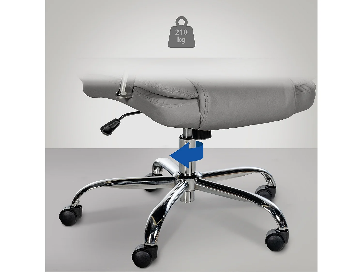 Chaise de bureau - Similicuir & Acier inoxydable - Gris - XXL Xanthos