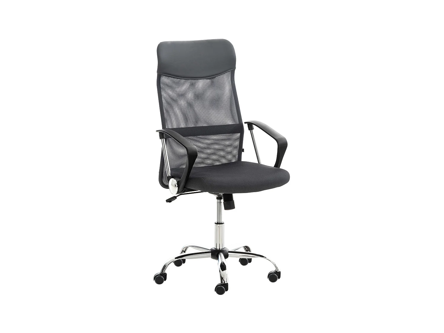 Chaise de bureau - Similicuir & Métal chromé - Gris - Washington