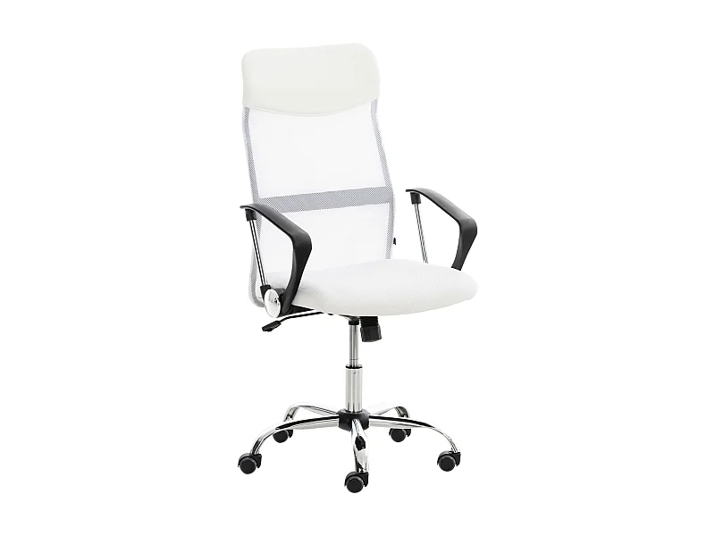 Chaise de bureau - Similicuir & Métal chromé - Blanc - Washington