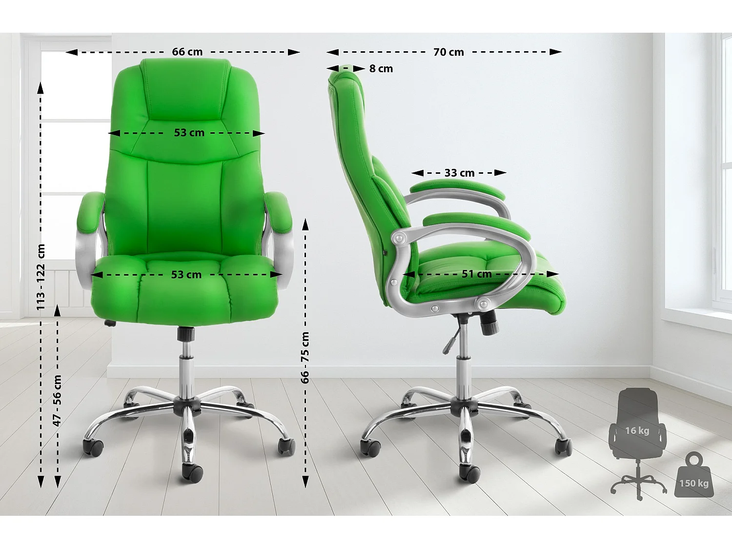 Chaise de bureau - Similicuir & Métal - Vert - Apoll XL