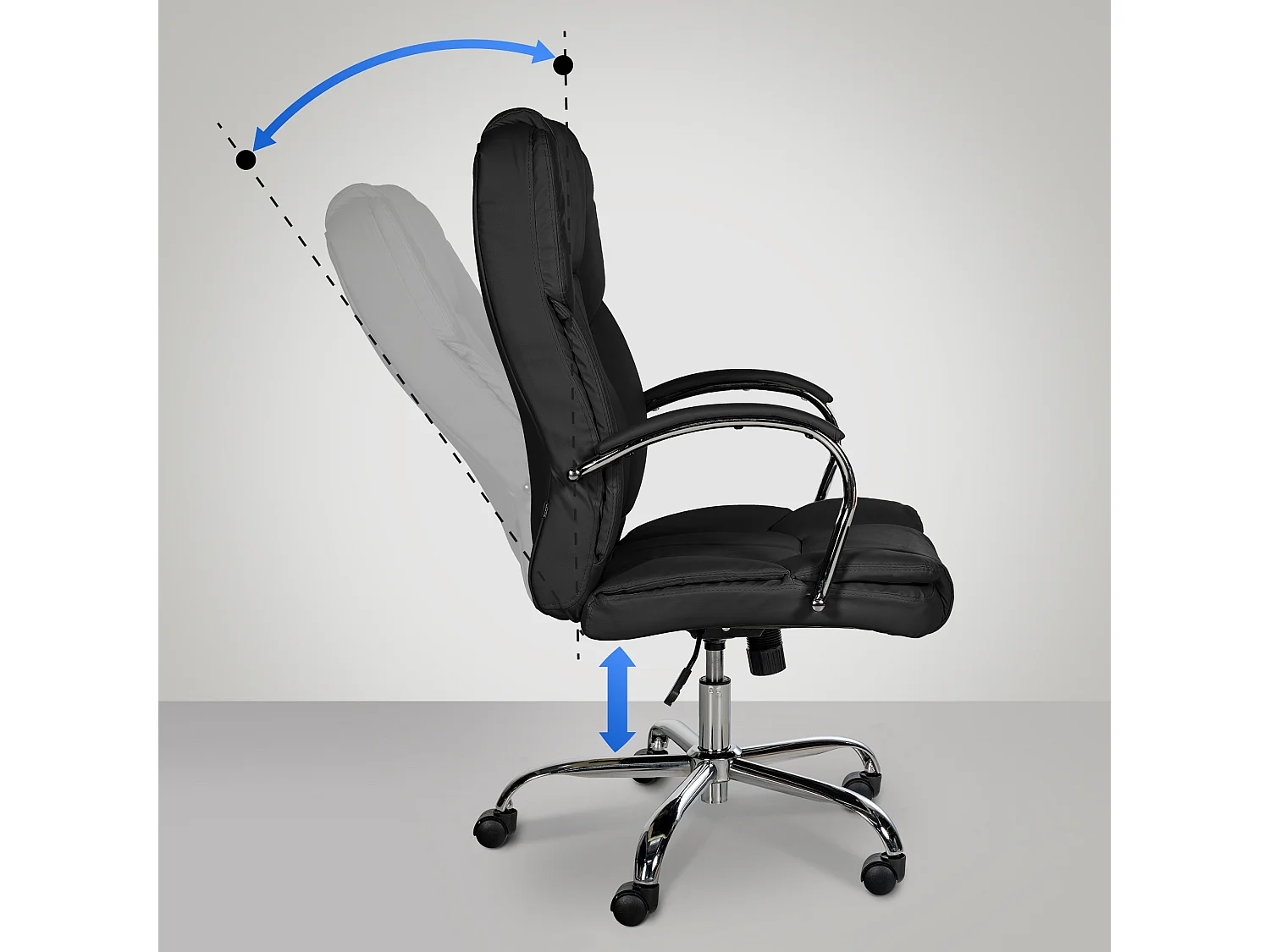 Chaise de bureau - Similicuir & Acier inoxydable - Noir - XXL Xanthos