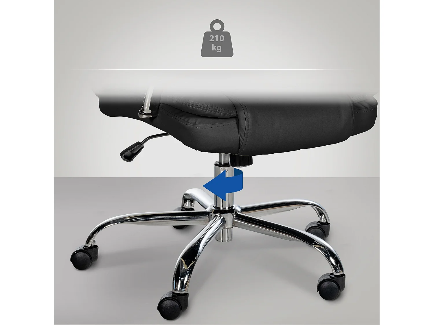 Chaise de bureau - Similicuir & Acier inoxydable - Noir - XXL Xanthos