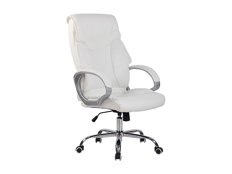 Chaise de bureau - Similicuir & Métal - Blanc - Torro