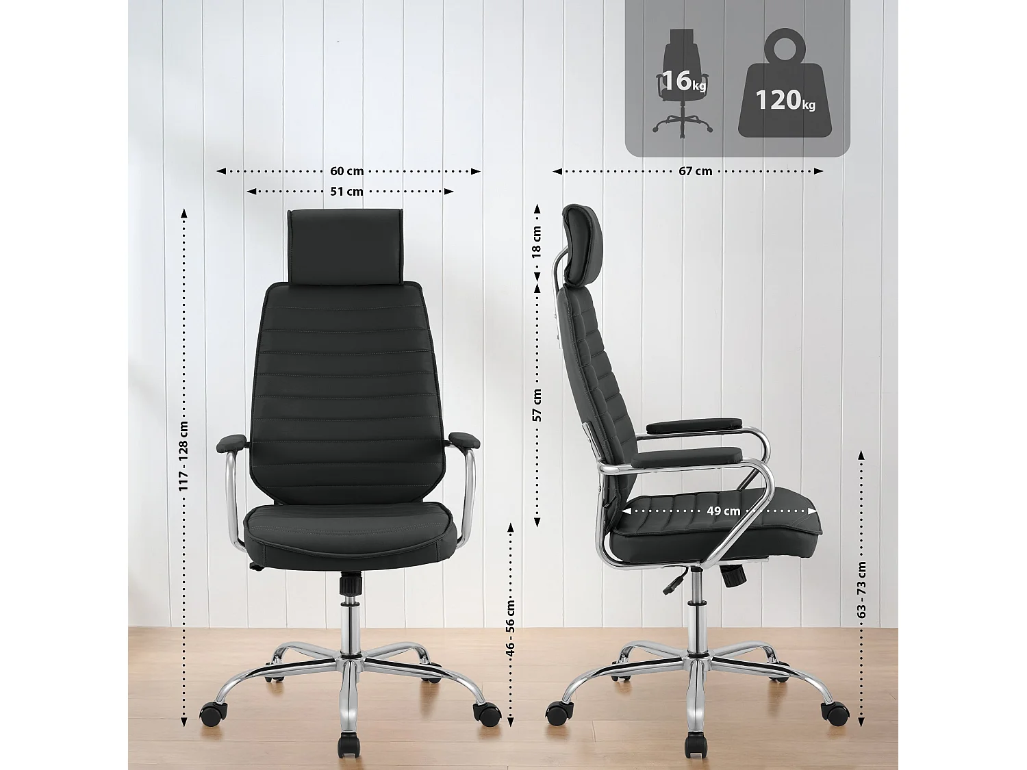 Bureaustoel - Kunstleer - zwart - Rako