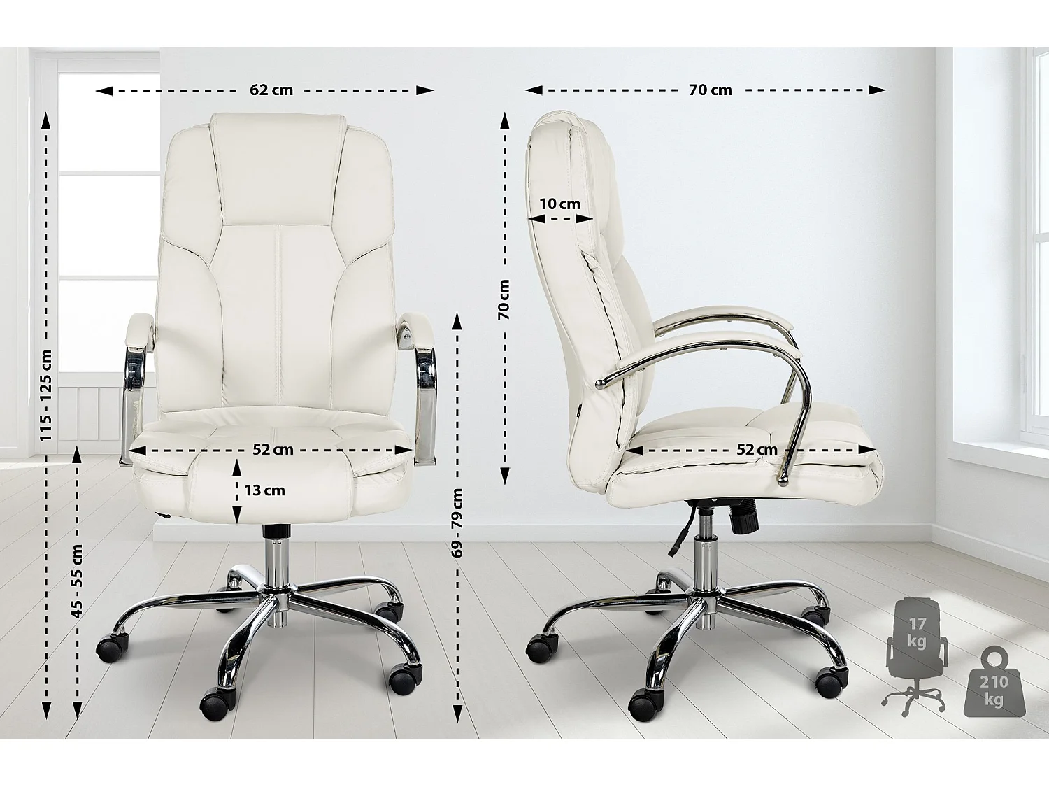 Bürosessel - Kunstleder - weiß - XXL Xanthos