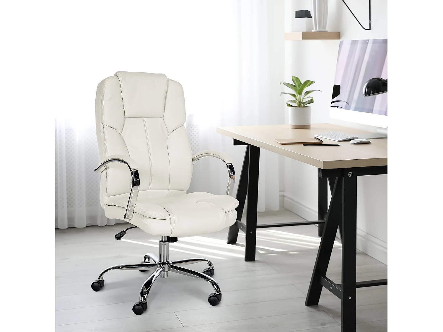 Bürosessel - Kunstleder - weiß - XXL Xanthos