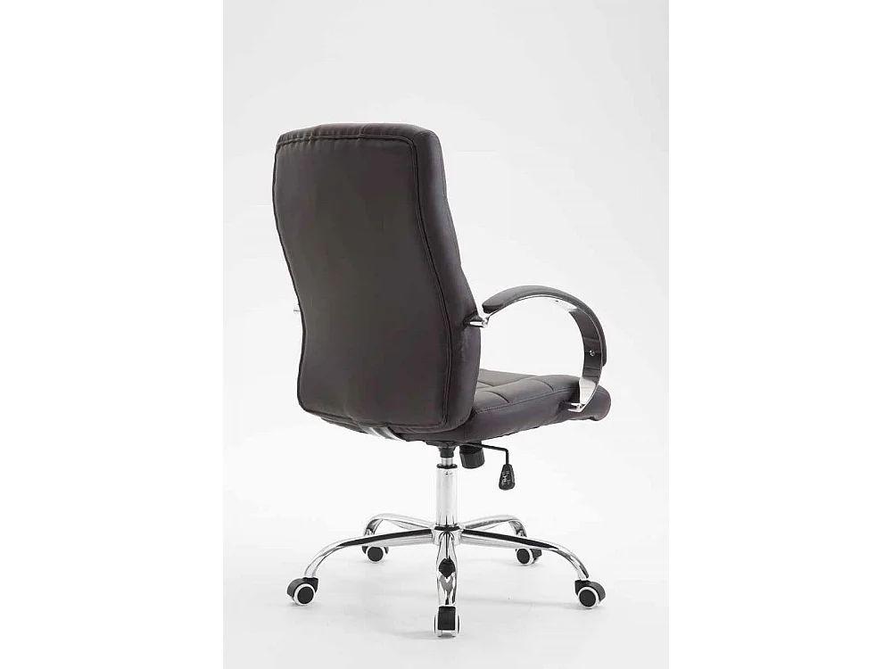 Chaise de bureau - Similicuir & Métal chromé - Marron - Mikos