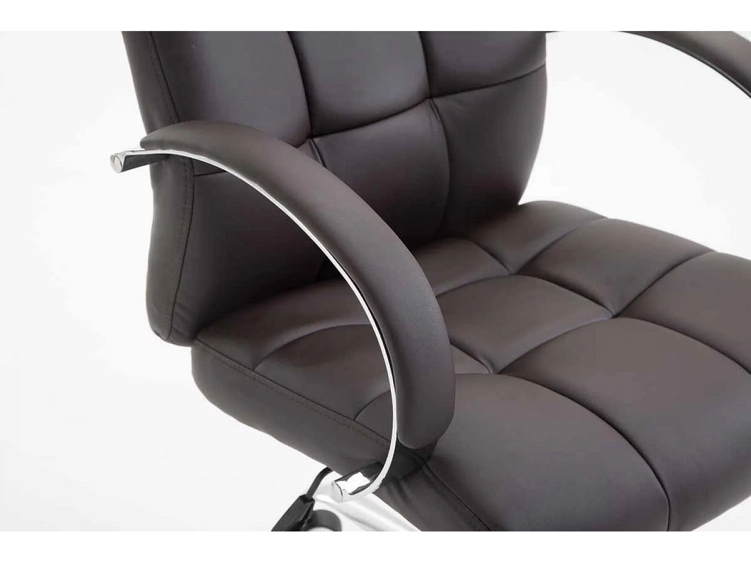 Chaise de bureau - Similicuir & Métal chromé - Marron - Mikos