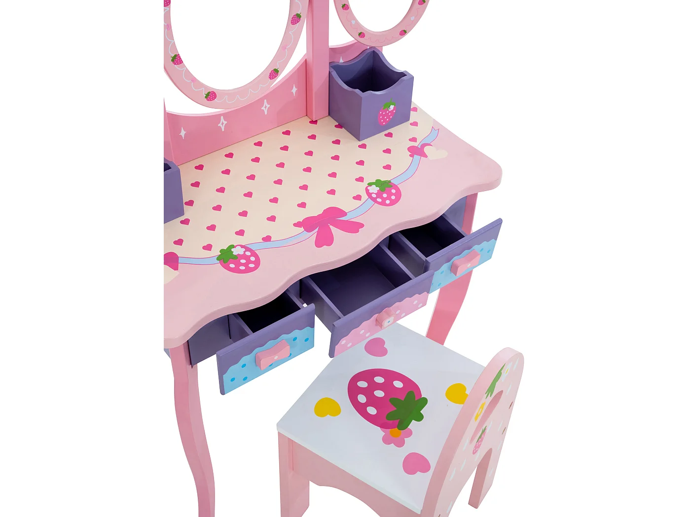 Coiffeuse - eckig - Bois - 60 x 31cm - Rose - Emilia