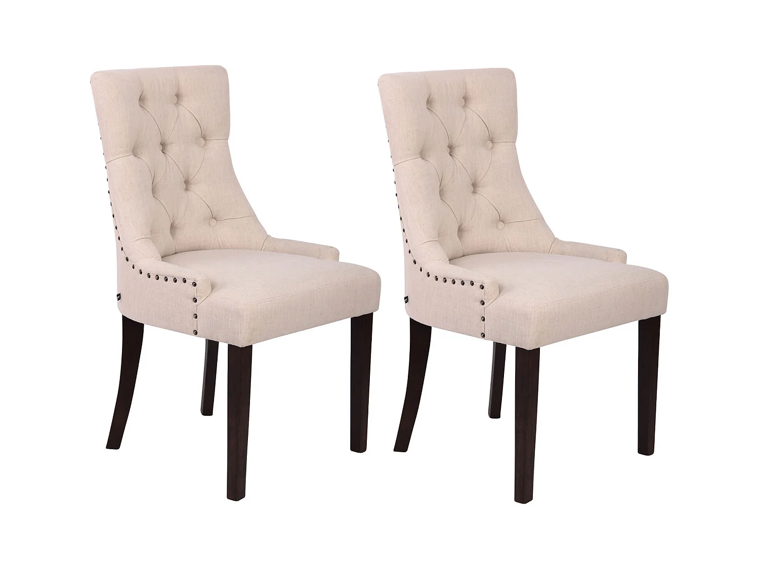 Lot de 2  chaise salle à manger - Tissu & Antique - Crème - Aberdeen