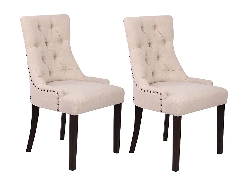 Lot de 2  chaise salle à manger - Tissu & Antique - Crème - Aberdeen