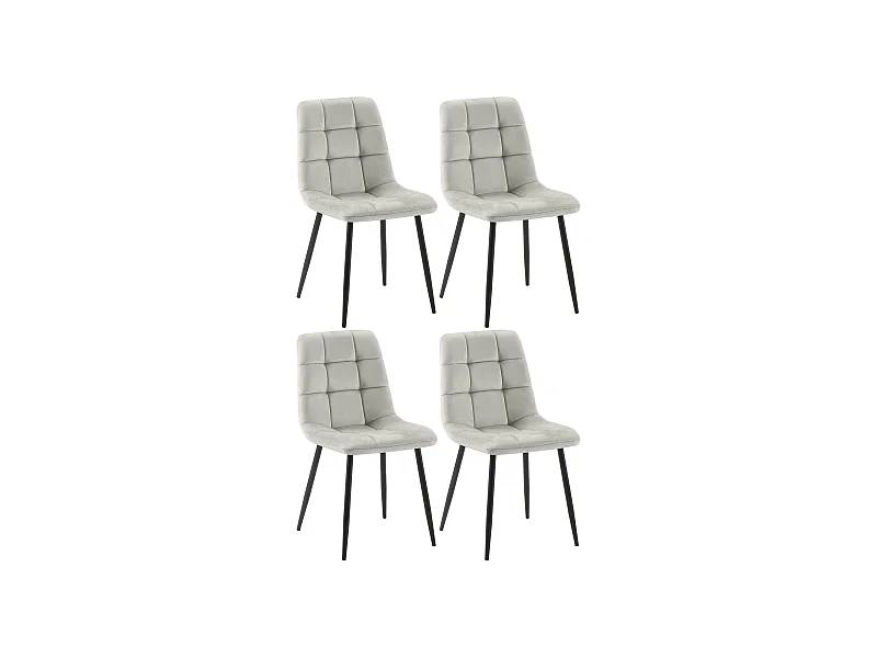 Set van 4  Eetkamerstoelen - Fluweel - grijs - Tilde