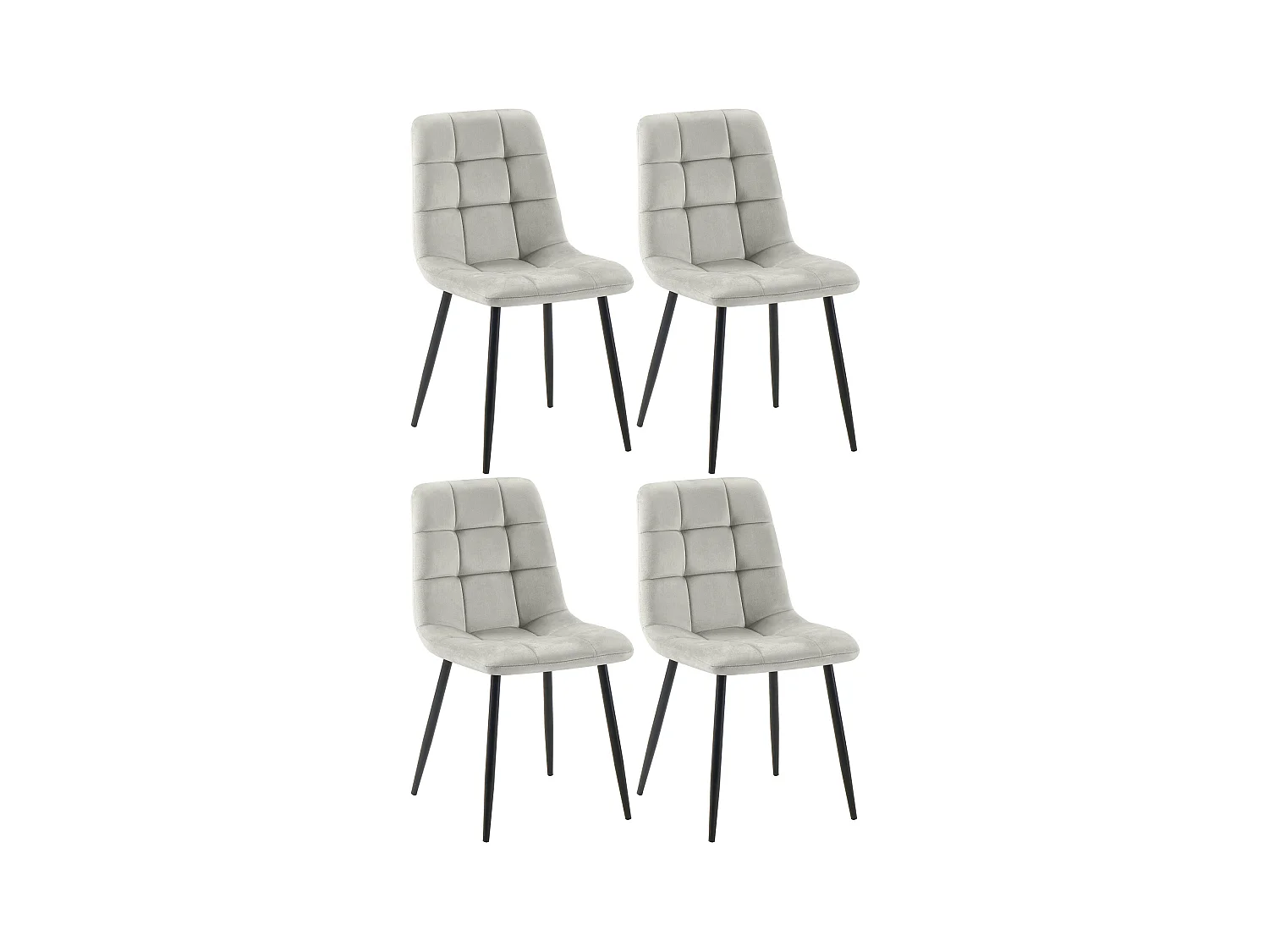 Lot de 4  chaise salle à manger - Velours - Gris - Tilde