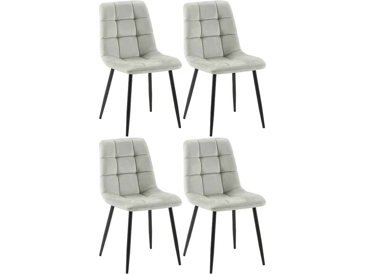 Lot de 4  chaise salle à manger - Velours - Gris - Tilde