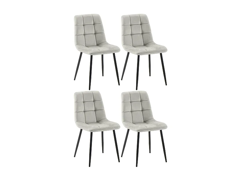 Lot de 4  chaise salle à manger - Velours - Gris - Tilde
