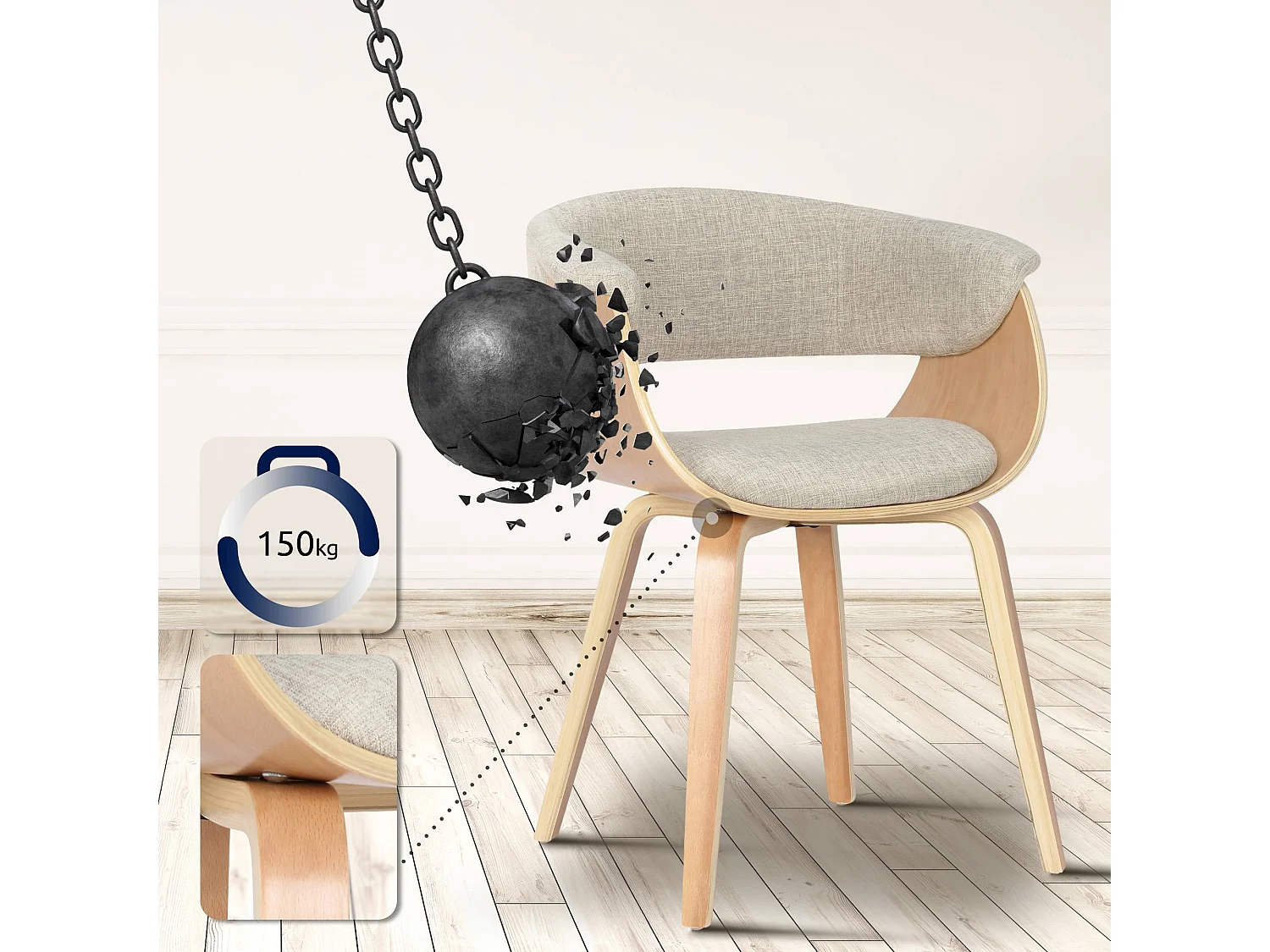 chaise salle à manger - Tissu & Nature - Crème - Bruce