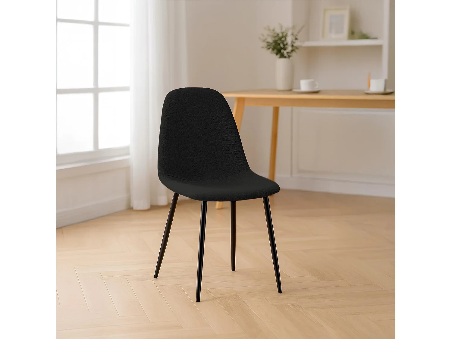 chaise salle à manger - Tissu - Noir - Napier