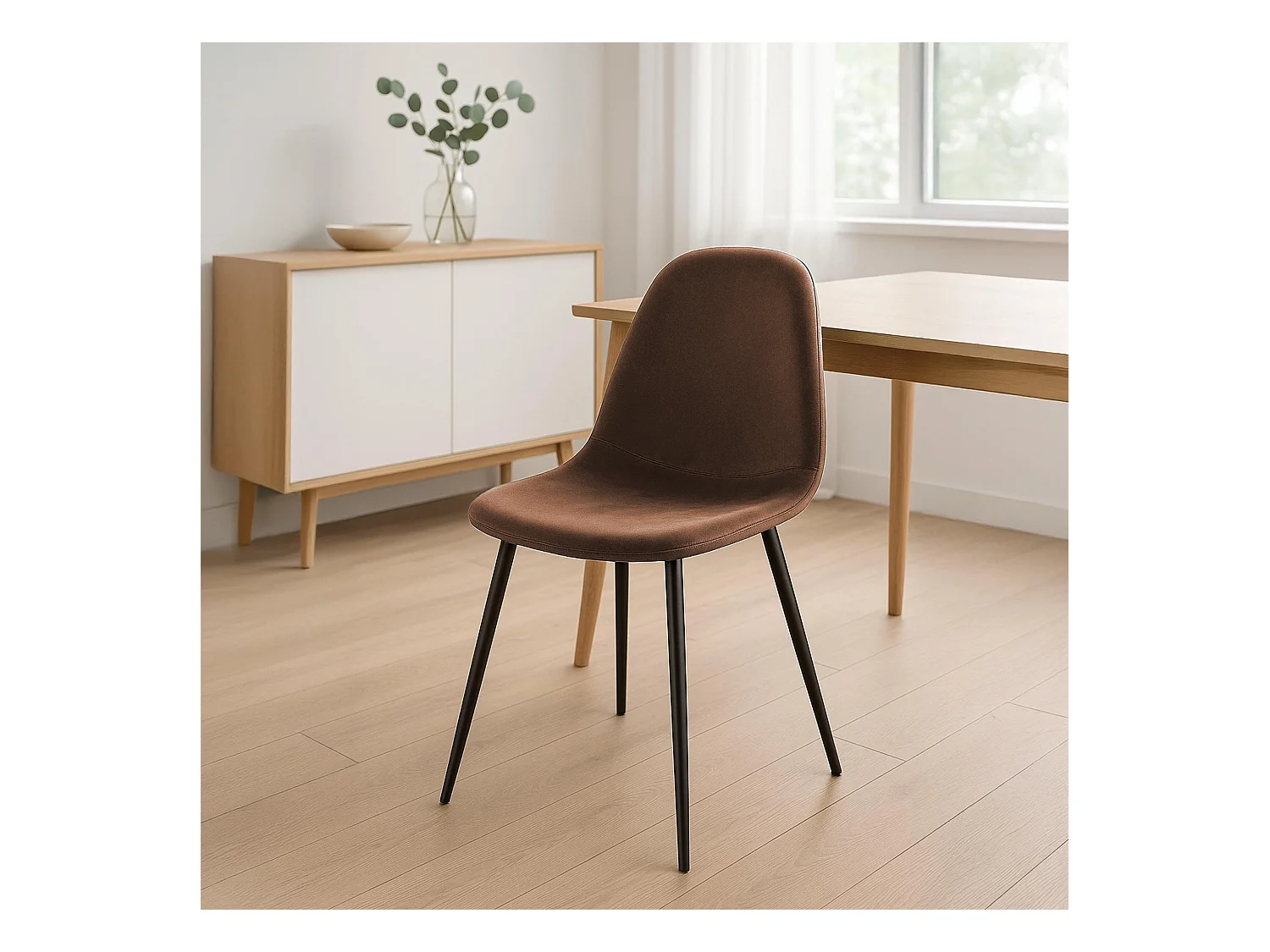 chaise salle à manger - Velours - Marron - Napier