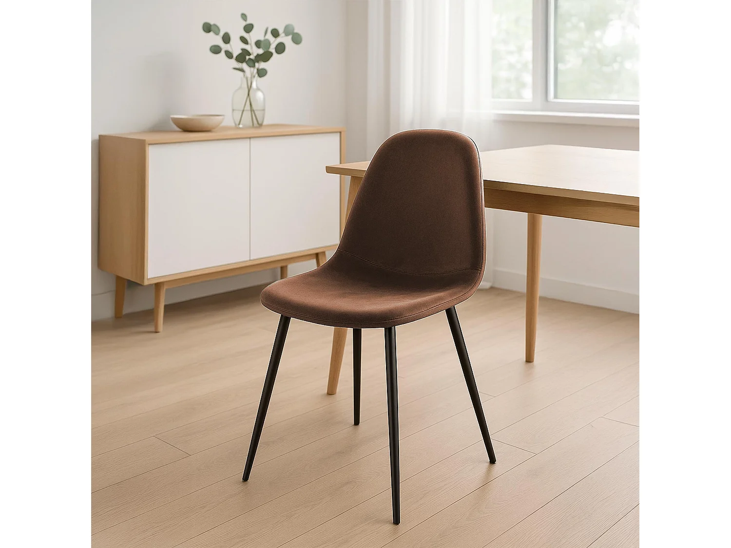 chaise salle à manger - Velours - Marron - Napier