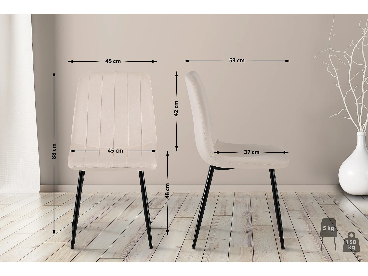 chaise salle à manger - Velours - Crème - Dijon