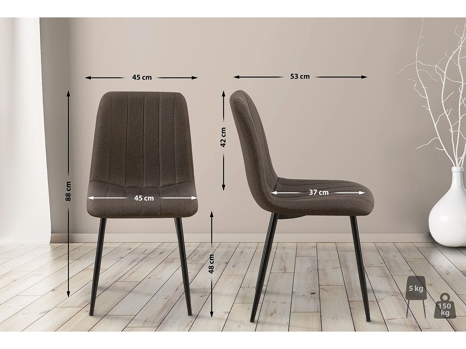 Silla de comedor - Tela - Marrón - Dijon