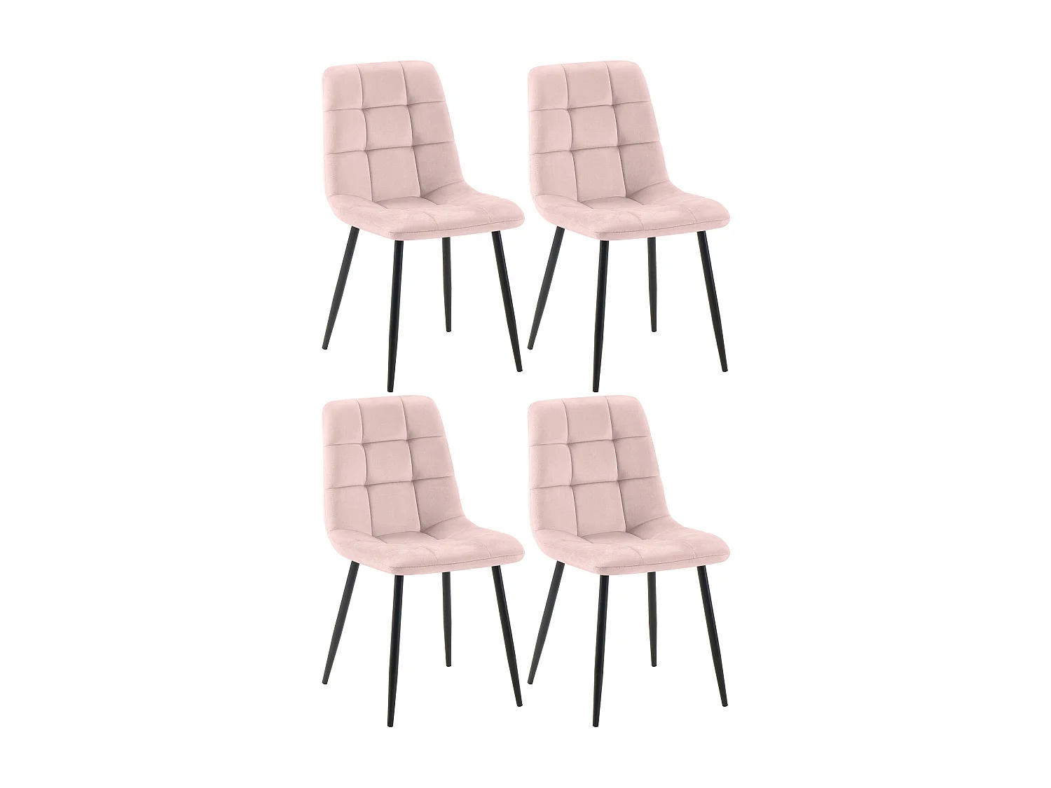 Lot de 4  chaise salle à manger - Velours - Rose - Tilde