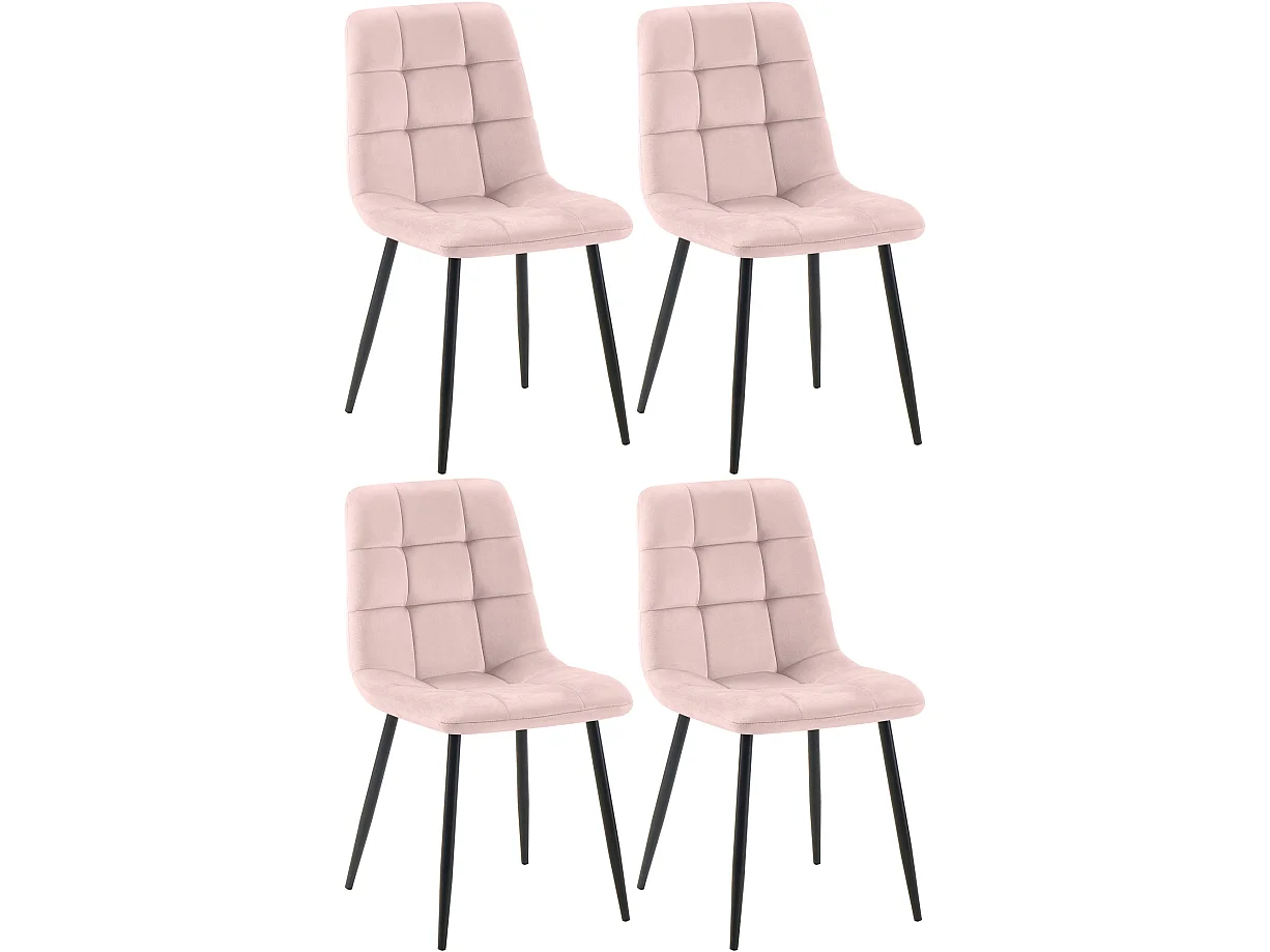 Lot de 4  chaise salle à manger - Velours - Rose - Tilde
