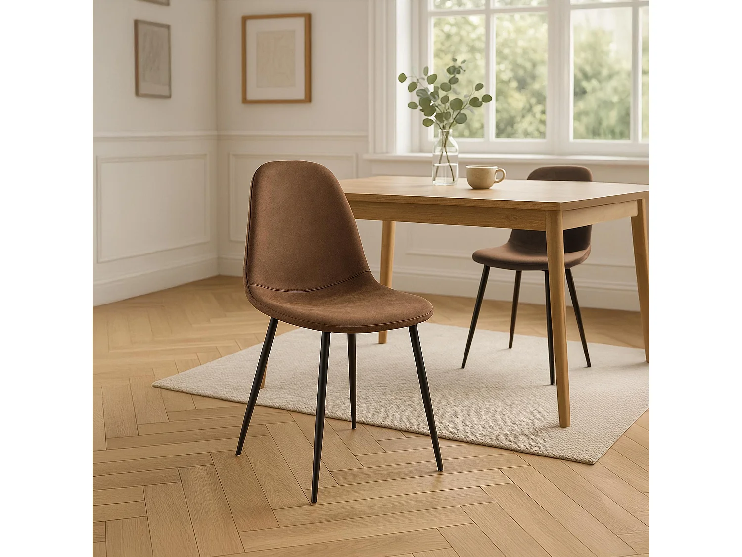 chaise salle à manger - Similicuir vintage - Marron - Napier