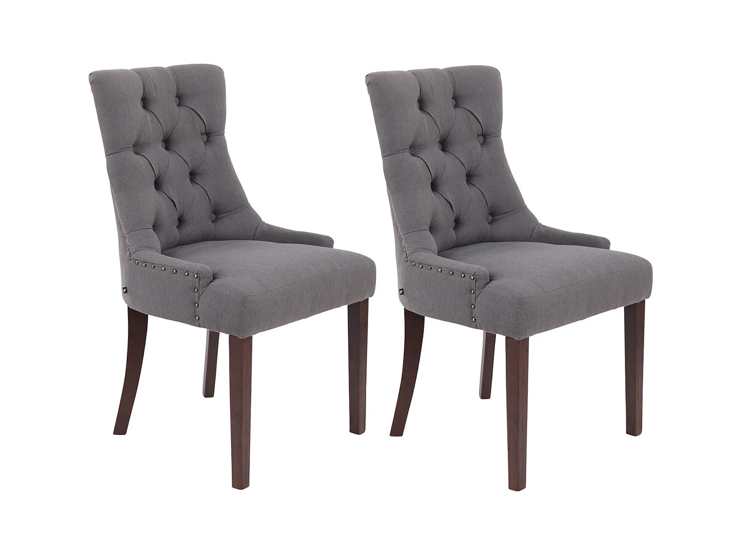 Lot de 2  chaise salle à manger - Tissu & Antique - Gris foncé - Aberdeen