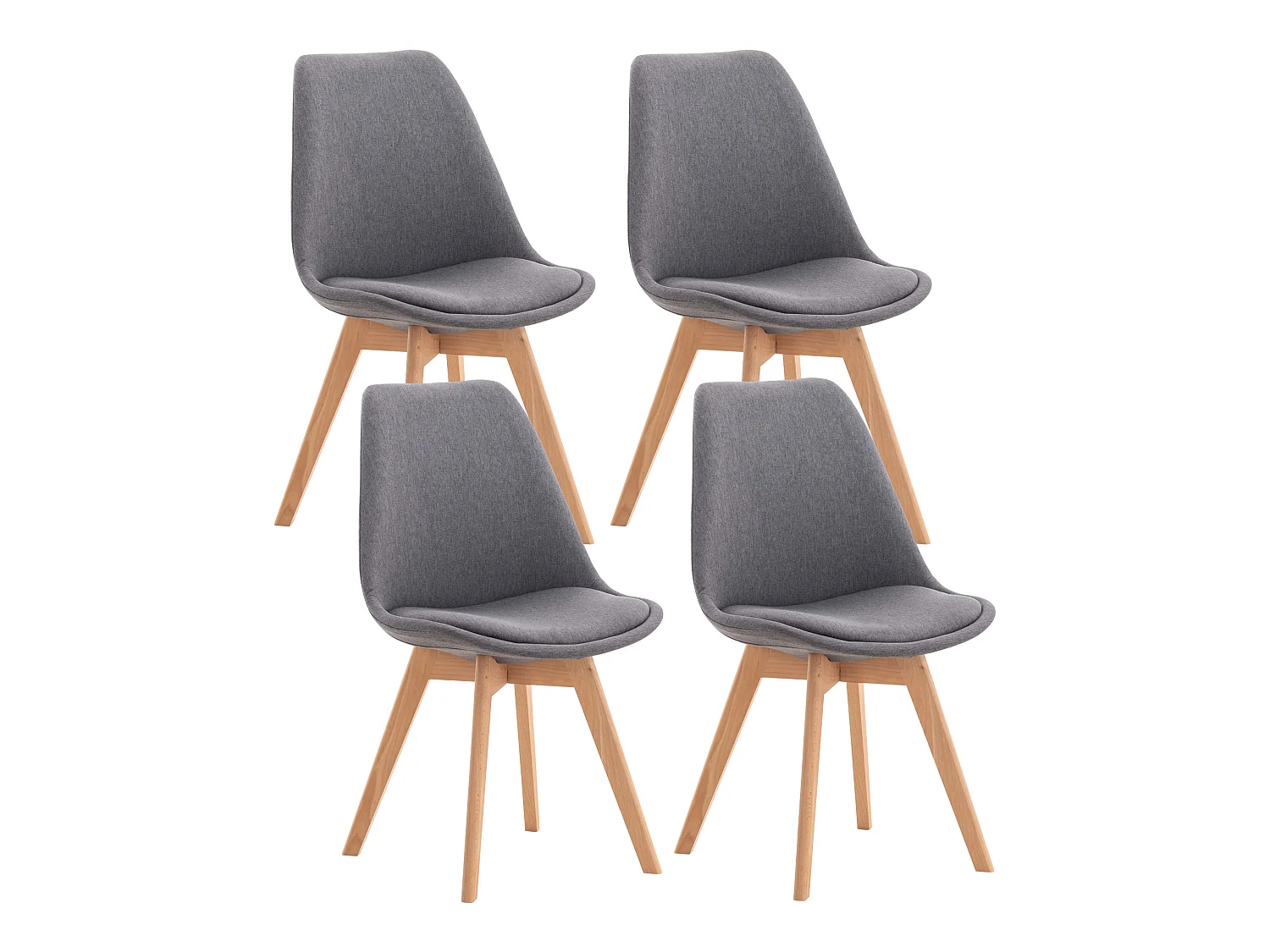 Lot de 4  chaise salle à manger - Tissu - Gris - Linares