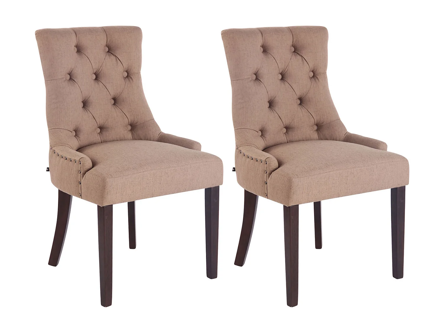 Lot de 2  chaise salle à manger - Tissu & Antique - Taupe - Aberdeen