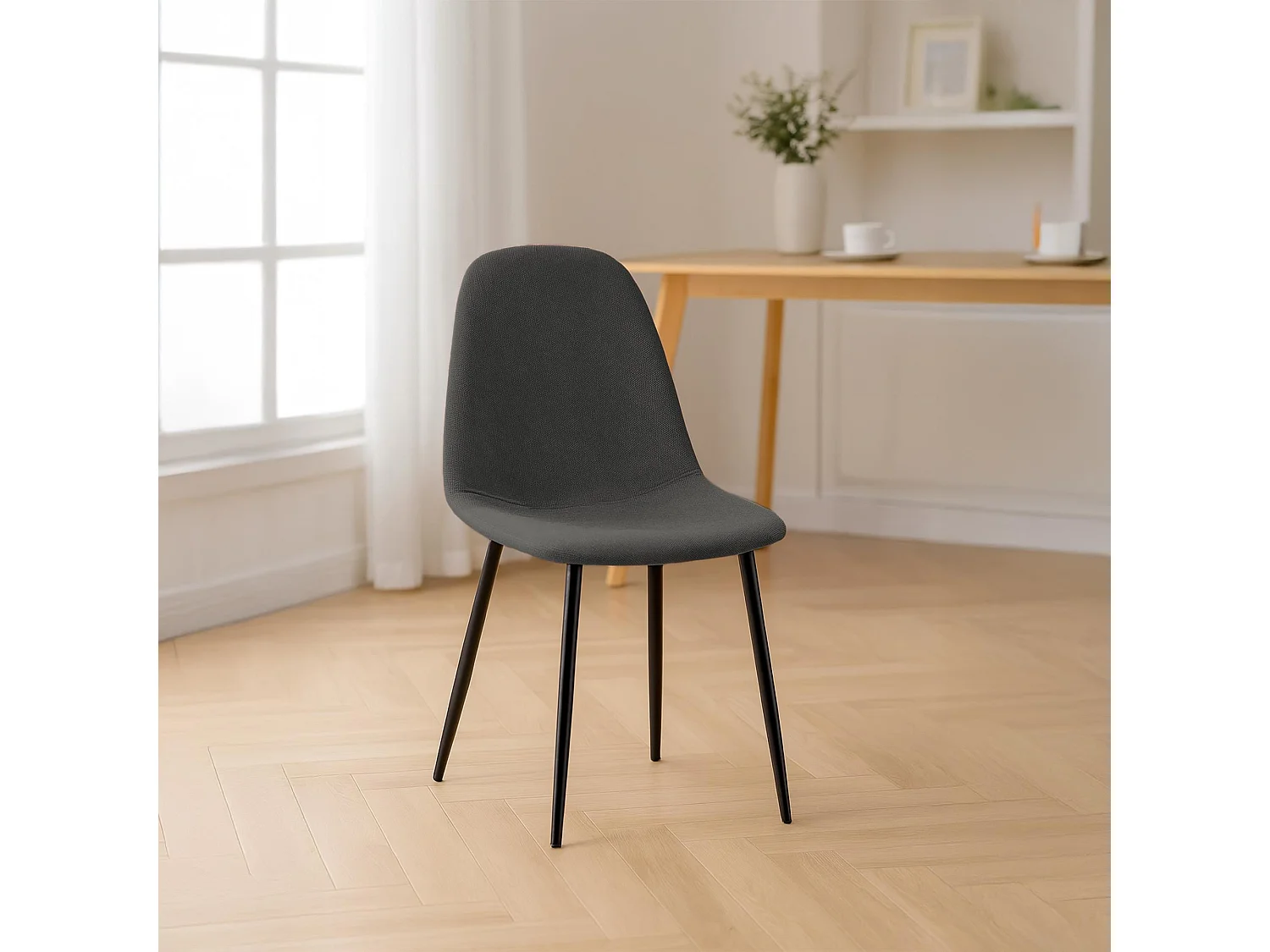 chaise salle à manger - Tissu - Gris - Napier