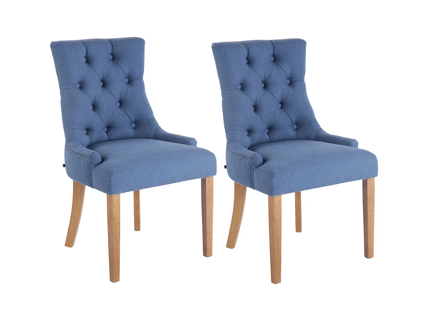 Lot de 2  chaise salle à manger - Tissu & Antique clair - Bleu - Aberdeen