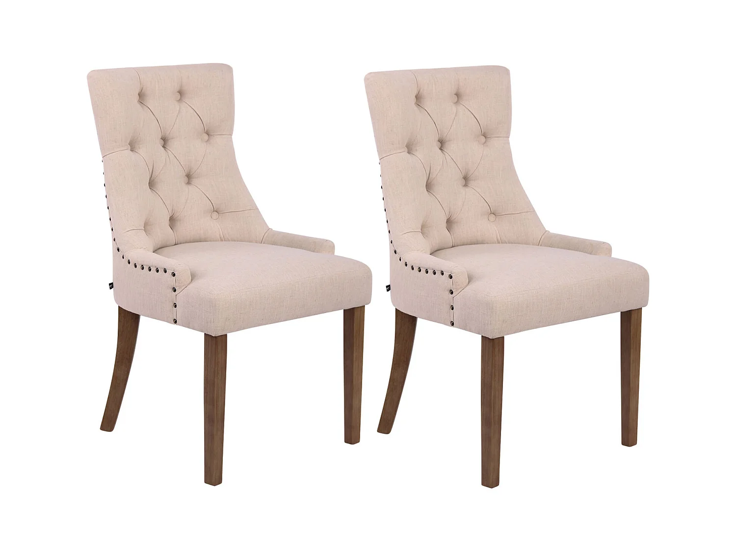 Lot de 2  chaise salle à manger - Tissu & Antique clair - Crème - Aberdeen