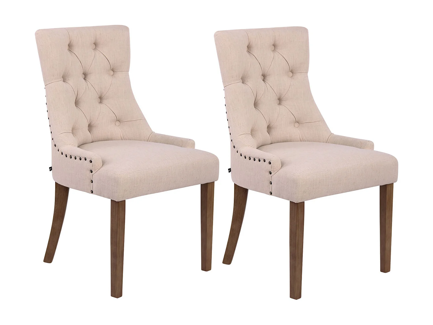 Lot de 2  chaise salle à manger - Tissu & Antique clair - Crème - Aberdeen