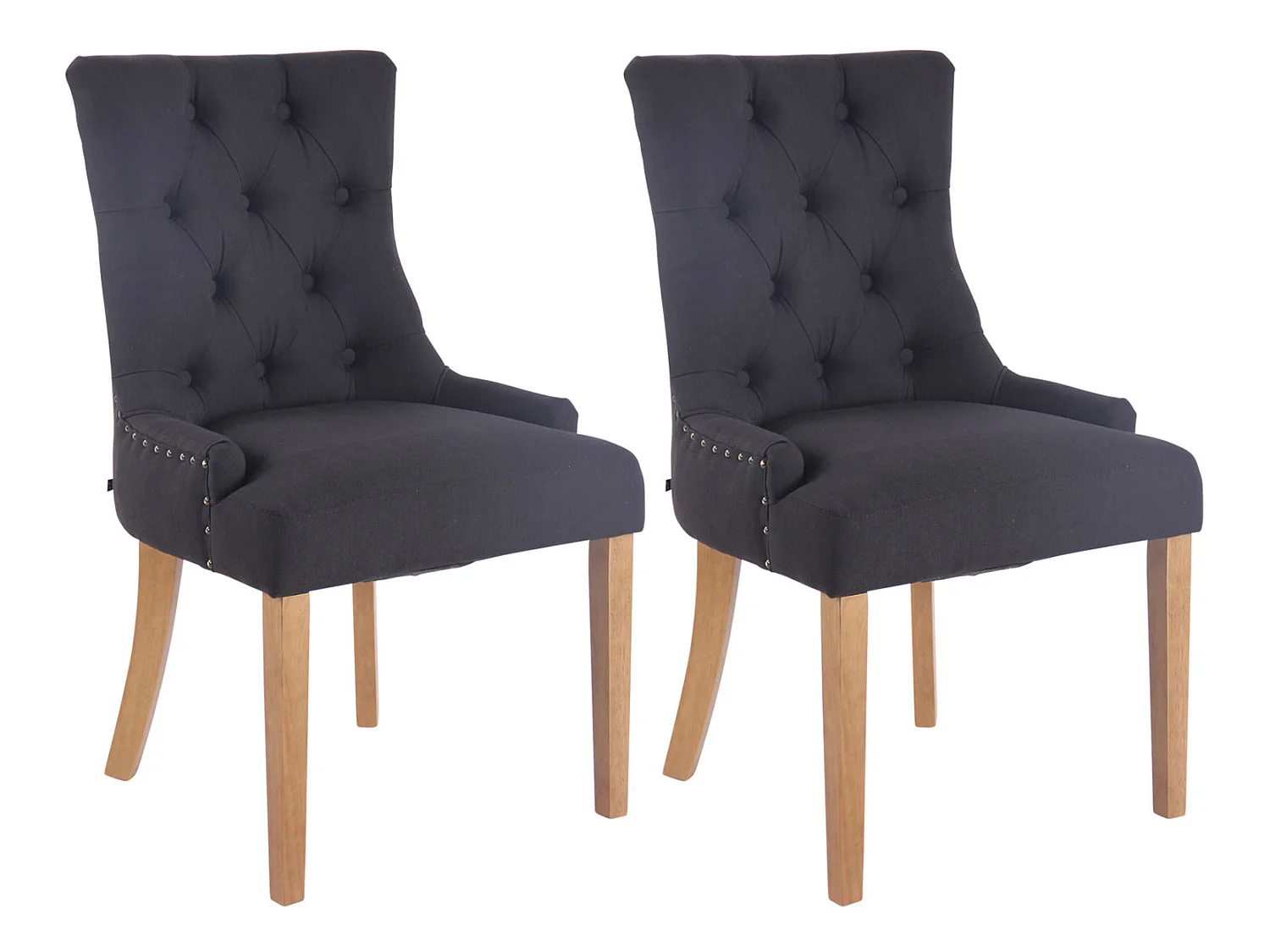 Lot de 2  Chaise salle à manger - Tissu & Bois - Noir - Aberdeen