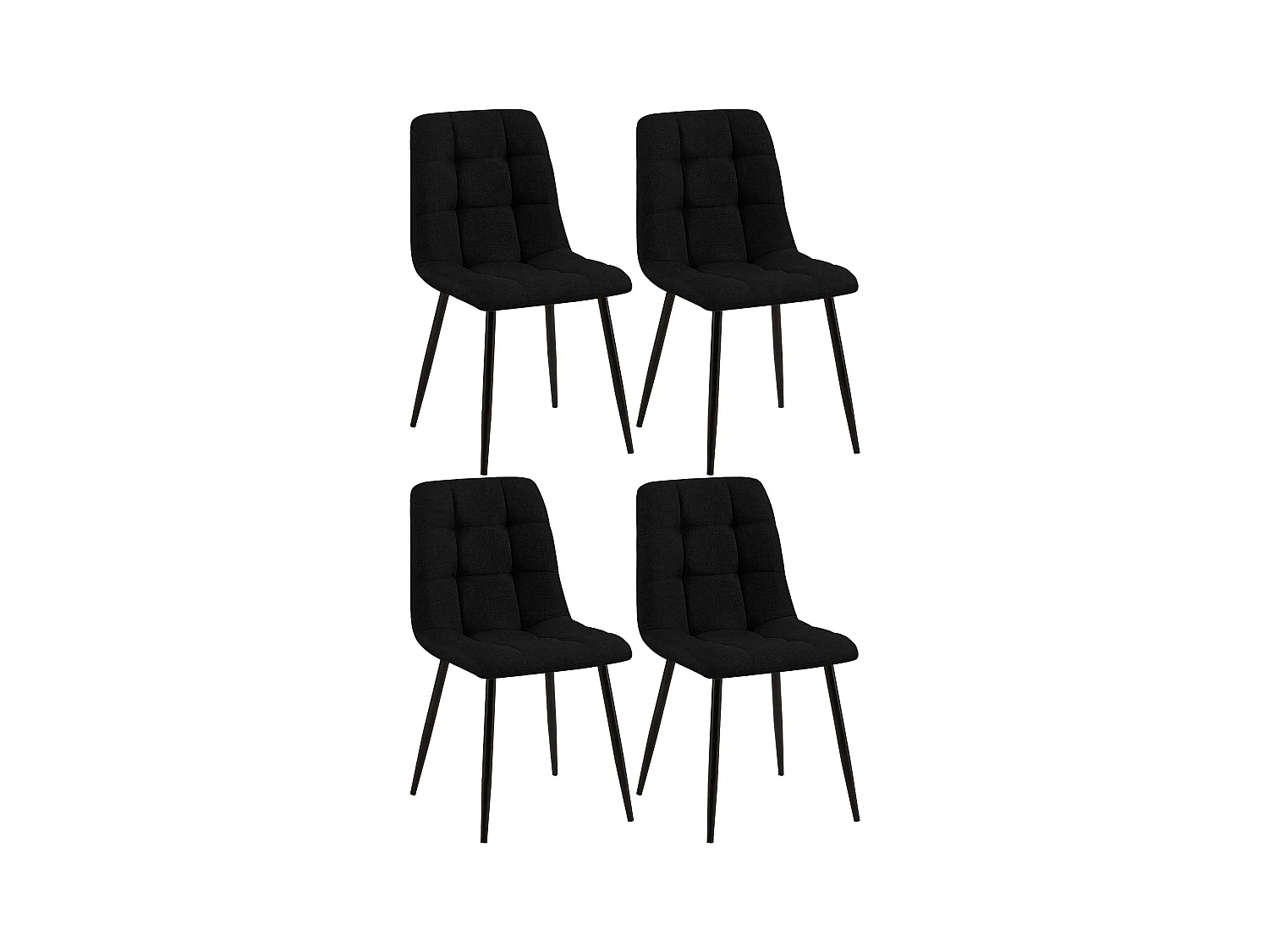 Lot de 4  chaise salle à manger - Tissu - Noir - Tilde