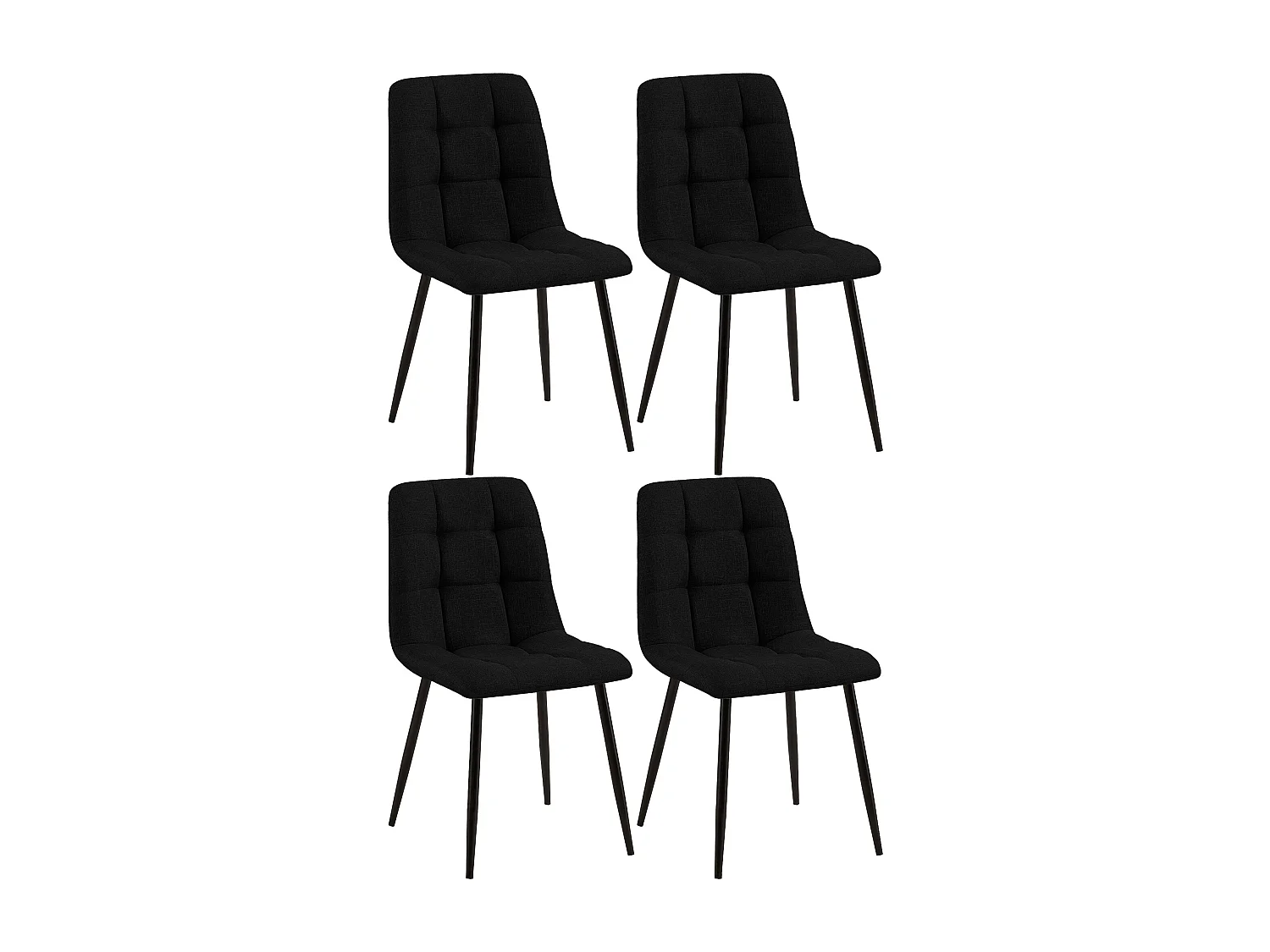 Lot de 4  chaise salle à manger - Tissu - Noir - Tilde