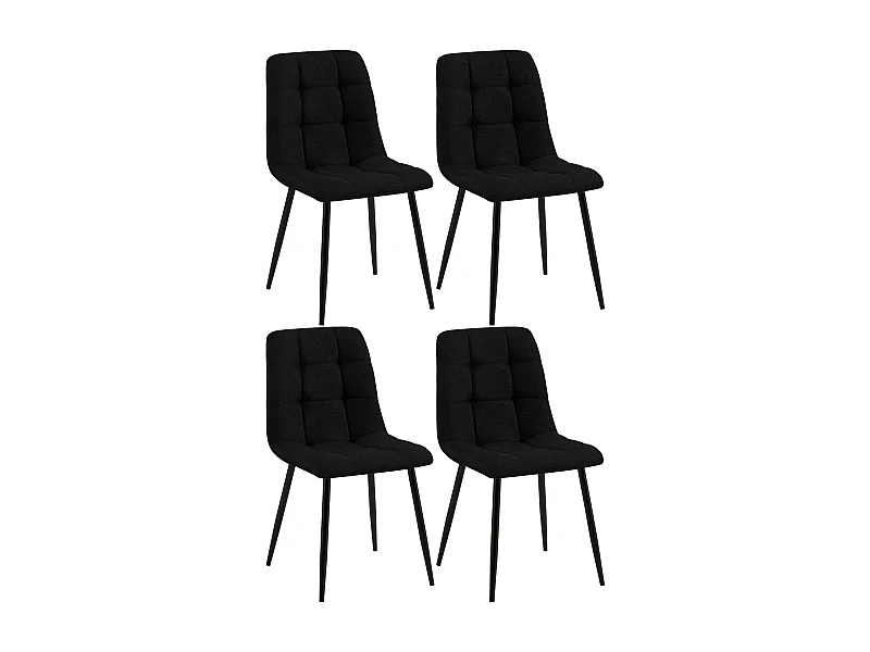 Lot de 4  chaise salle à manger - Tissu - Noir - Tilde