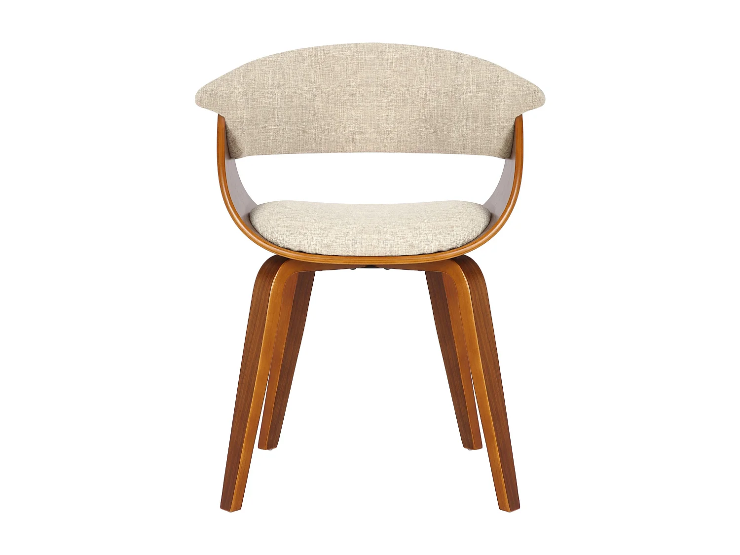 chaise salle à manger - Tissu & Noyer - Crème - Bruce