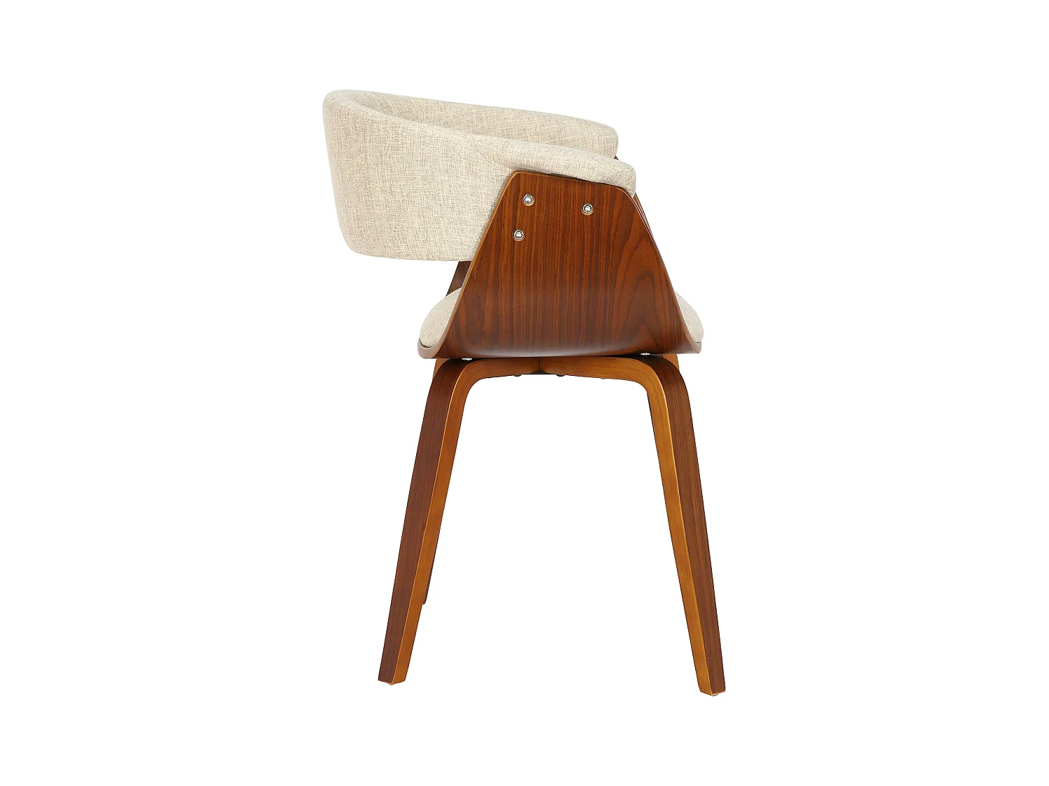 chaise salle à manger - Tissu & Noyer - Crème - Bruce