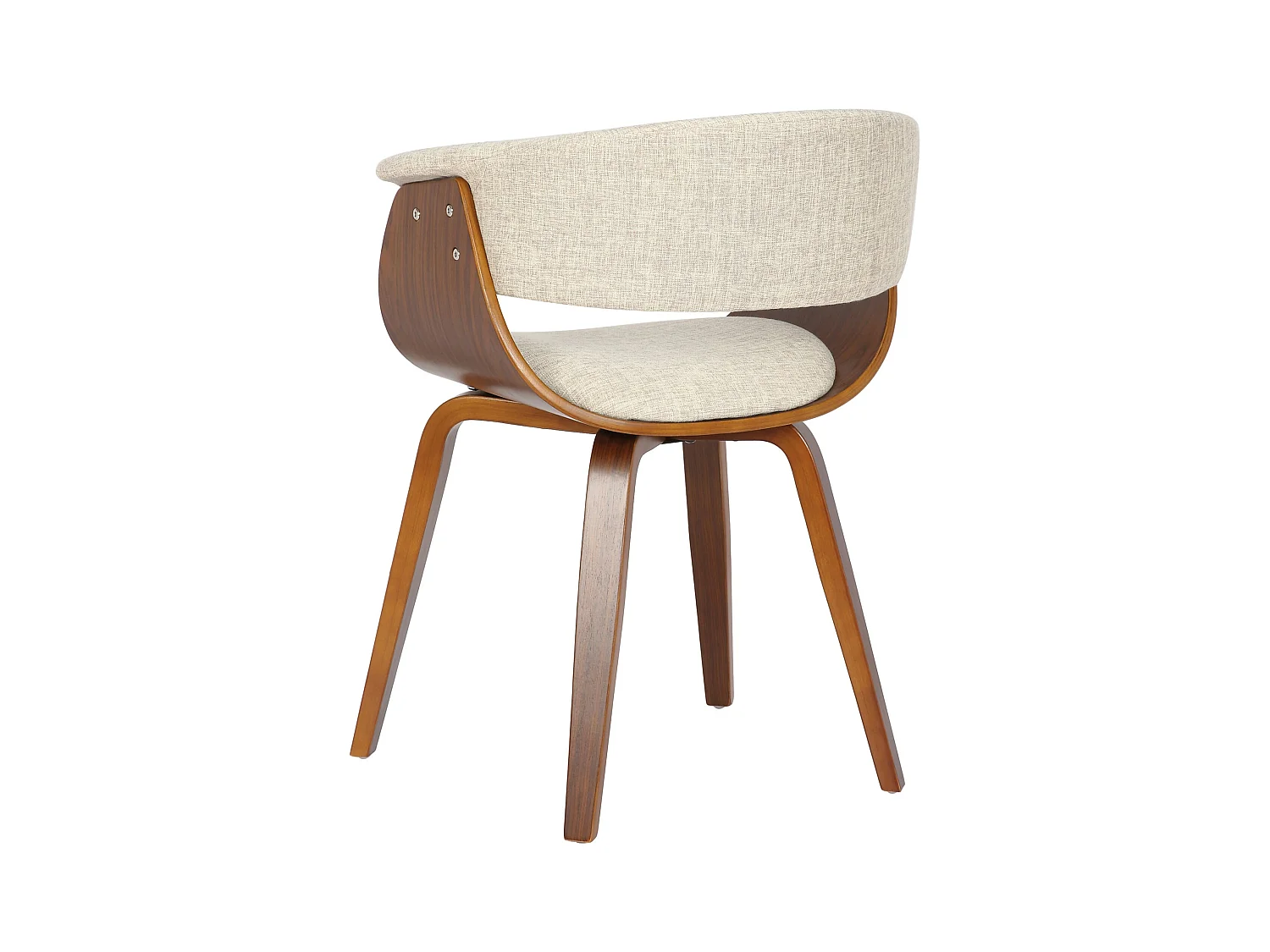 chaise salle à manger - Tissu & Noyer - Crème - Bruce