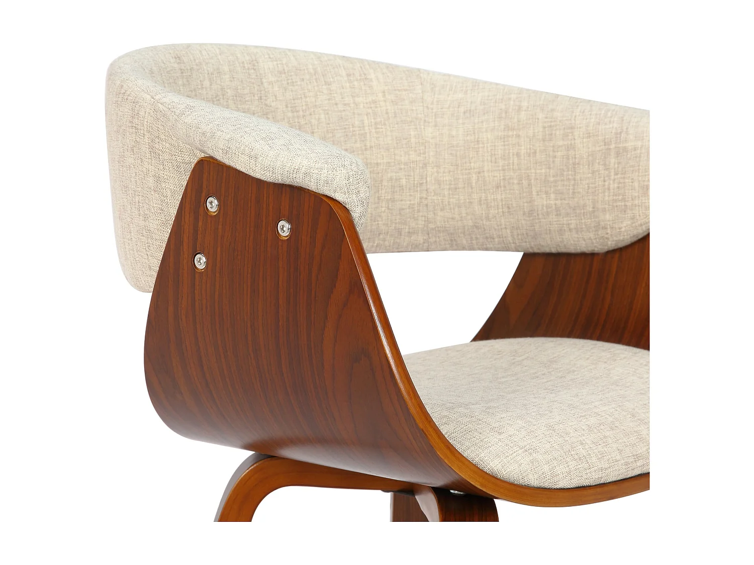 chaise salle à manger - Tissu & Noyer - Crème - Bruce